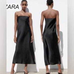 Zara satin effect tube top midi dress